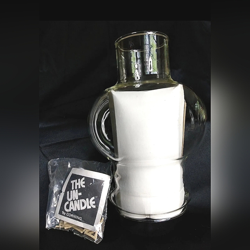 Vintage CORNING Pyrex glass UNCANDLE hurricane floating candle holder prepper